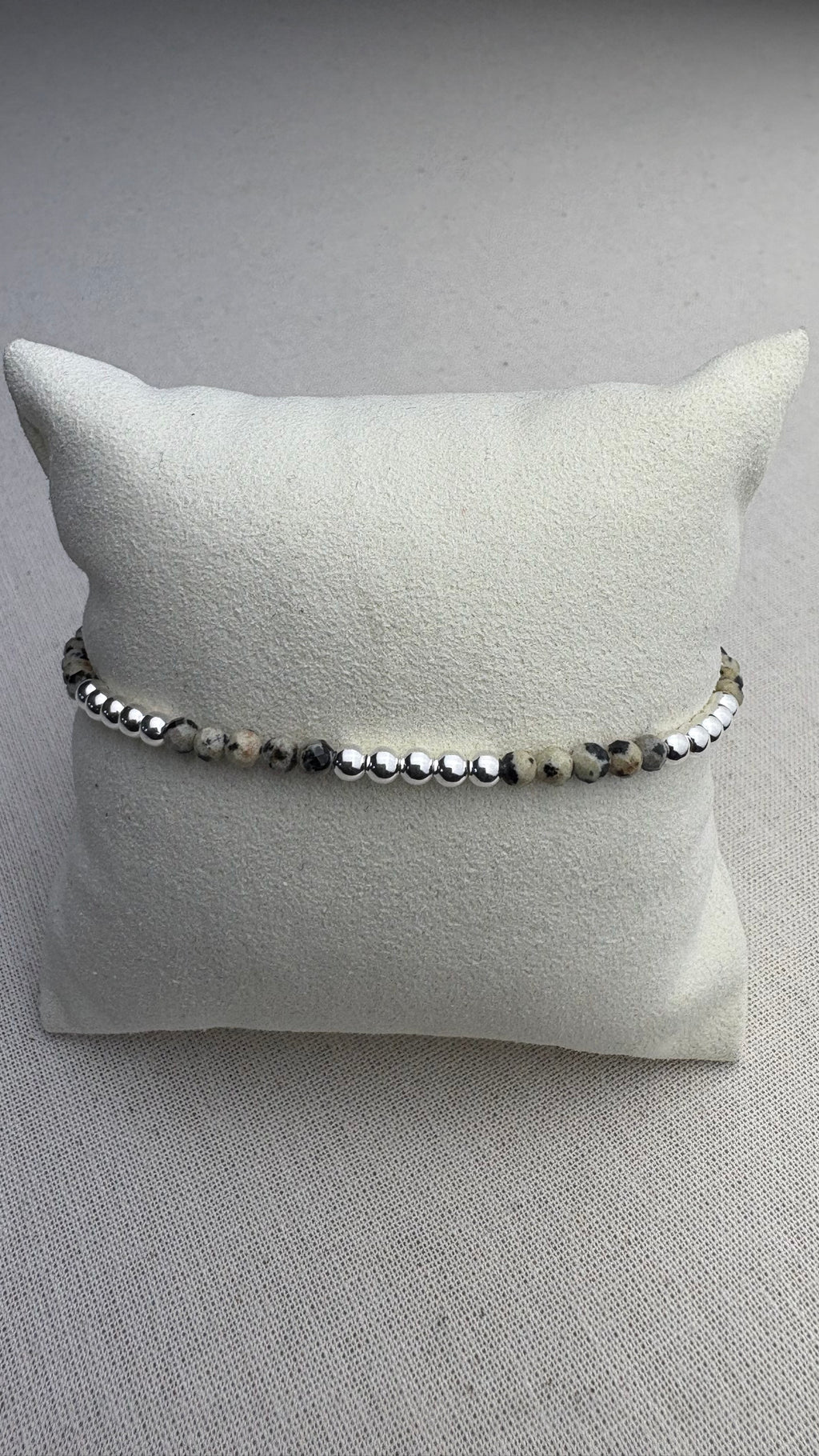 Bracelet Soleil Jaspe Dalmatien en argent 925 - Perles en Provence