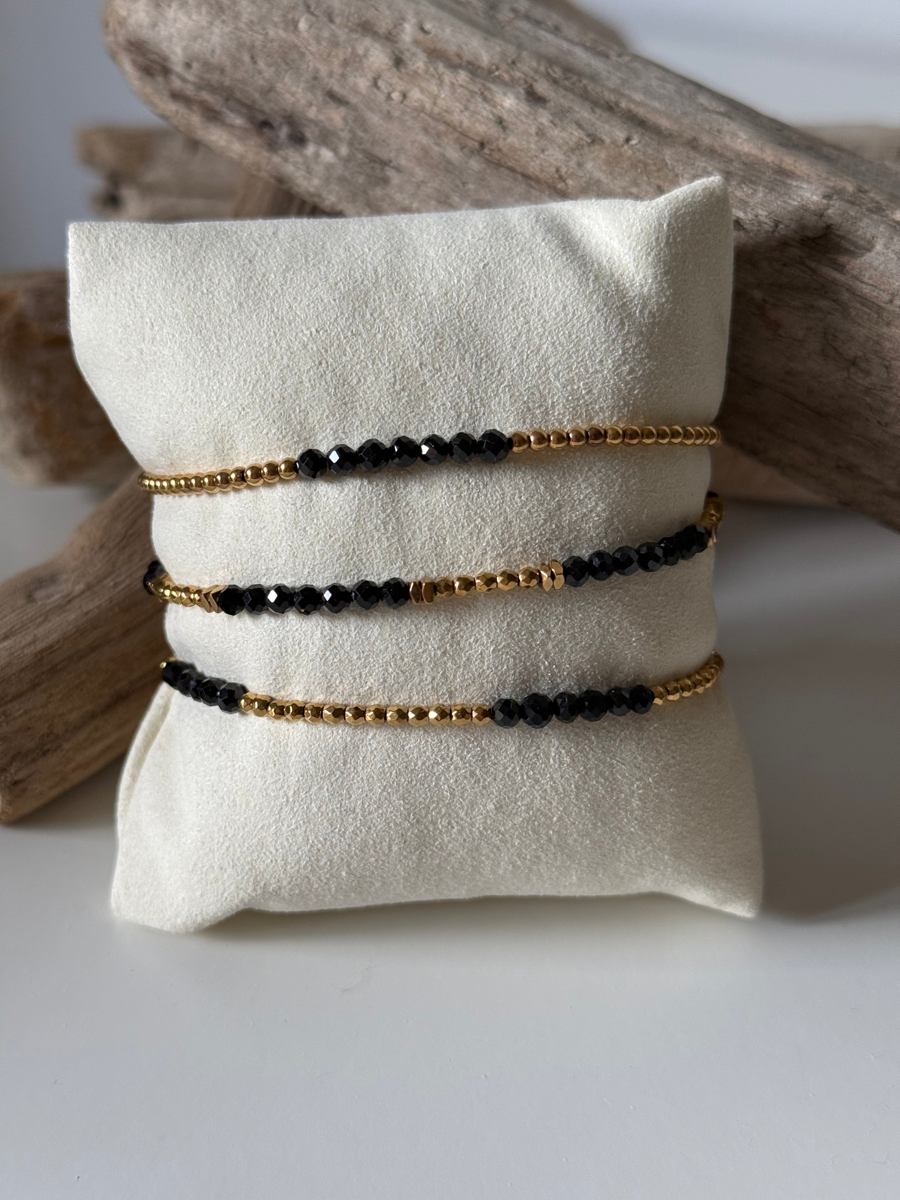 Bracelet Lila doré Onyx - Perles en Provence (photo 2)