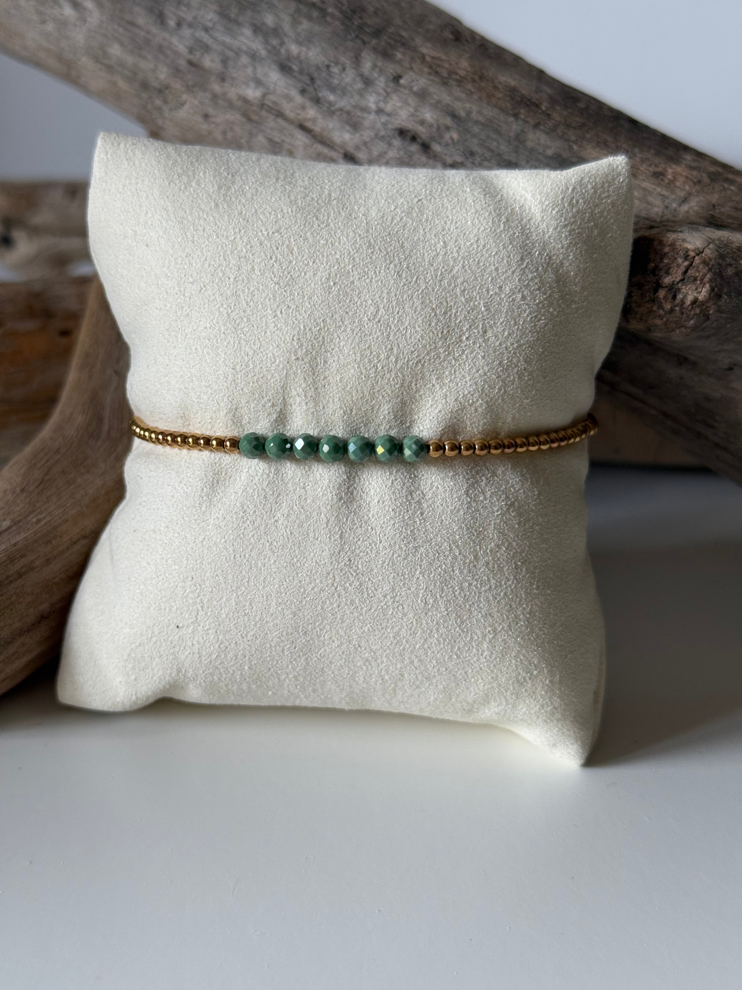 Bracelet Léna Doré zirconium vert Émeraude - Perles en Provence (photo 2)